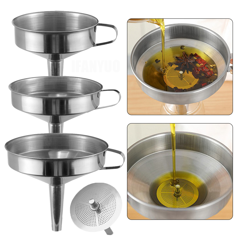 Home Cooking Oil Filter - Ensemble d'entonnoirs en acier inoxydable multi-tailles