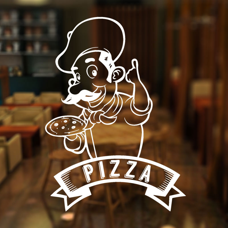 Home Cooking In Italian - Pizza Pizzeria Logo cuisinier signe fenêtre