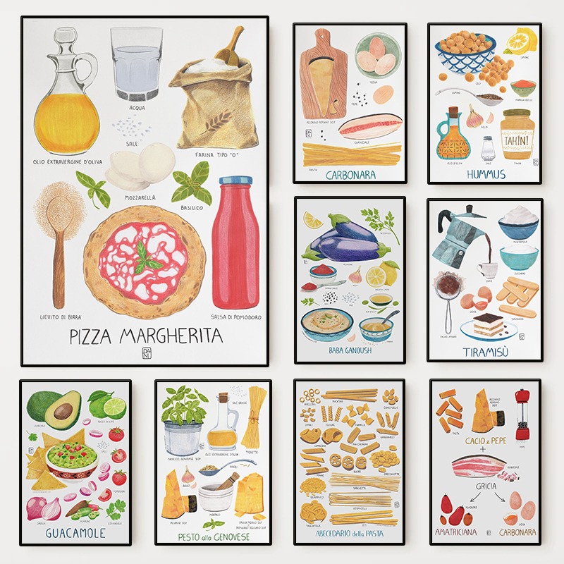 Affiche de cuisine de recettes - Home Cooking In Italian avis et prix